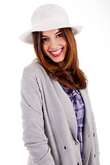 Image showing Side pose of a young model smiling