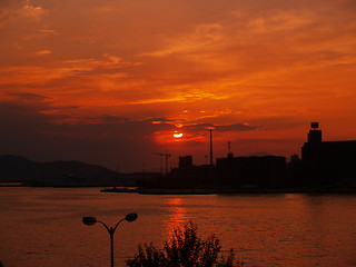 Image showing port in sunset