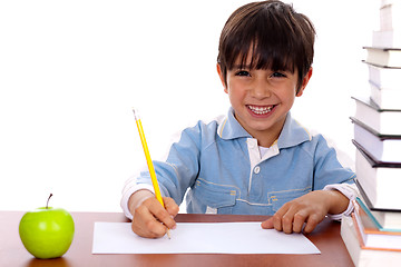 Image showing Young kid enjoying art