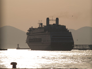 Image showing cruise ship in sunset