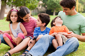 Image showing Happy family enjoying summer day in the park