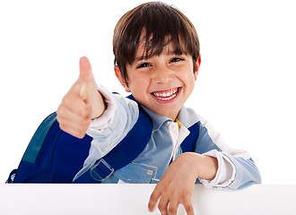 Image showing Kindergarden boy showing thumbs up