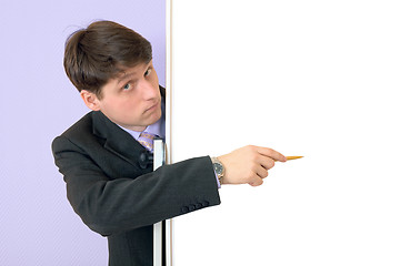 Image showing Man show in an blank white board