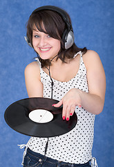 Image showing Girl with vinyl record