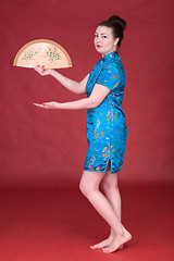 Image showing Japanese girl with fan
