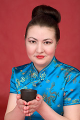 Image showing Japanese girl with teacup