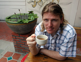 Image showing Man drinking coffee