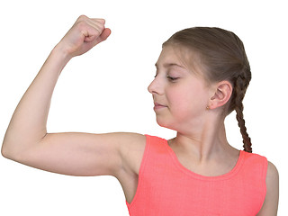 Image showing Girl demonstration us muscular system