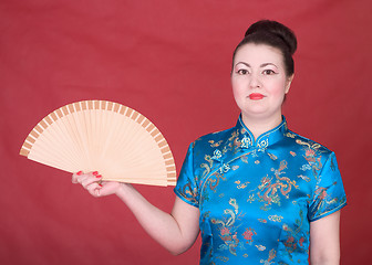 Image showing Japanese girl with fan