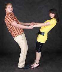Image showing Couple is turned keeping for hands