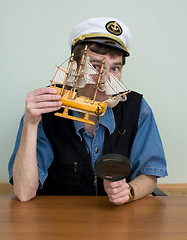 Image showing Man in uniform cap with sailer