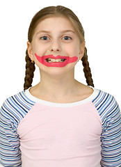 Image showing Girl with drawing smile clown