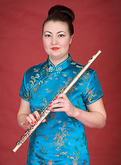 Image showing Japanese girl with flute