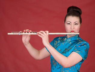 Image showing Japanese girl with flute