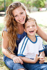 Image showing Mother posing with a cute little boy