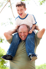 Image showing Grandpa enjoying himself