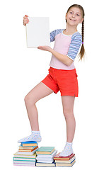 Image showing Girl on a pedestal from books