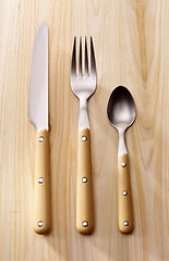 Image showing cutlery on wood#2