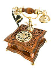 Image showing Antique telephone isolated over white
