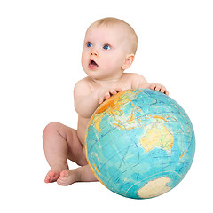 Image showing Baby and terrestrial globe