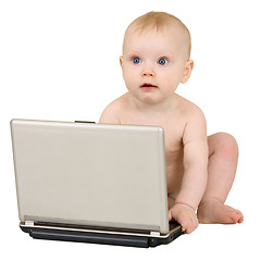 Image showing Baby with laptop