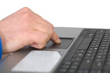 Image showing Male hand on laptop