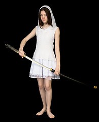 Image showing Girl with the big Japanese sword