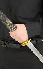 Image showing Sword in male hand