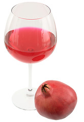 Image showing Still-life with a glass of wine and pomegranate