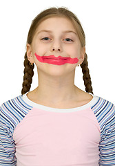 Image showing Girl with clown smile