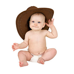 Image showing Baby in cowboy hat