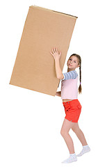 Image showing Girl with cardboard box