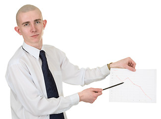 Image showing Guy with the financial graph in hands