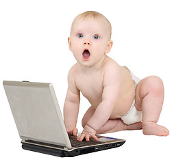 Image showing Baby with laptop