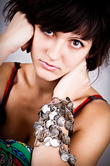 Image showing brunette lady with bracelets