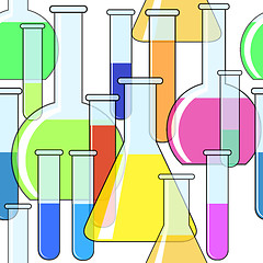 Image showing Abstract background with motley chemical glassware