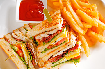 Image showing triple decker club sandwich