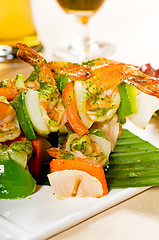 Image showing shrimps and vegetables skewers