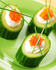 Image showing Appetizers with red caviar 