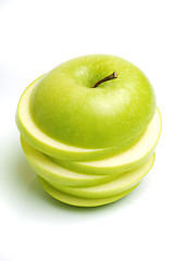 Image showing Sliced green apple