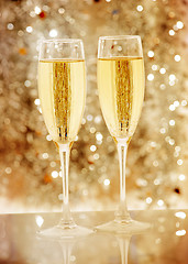 Image showing Two elegant champagne glasses 