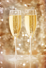 Image showing Two elegant champagne glasses 