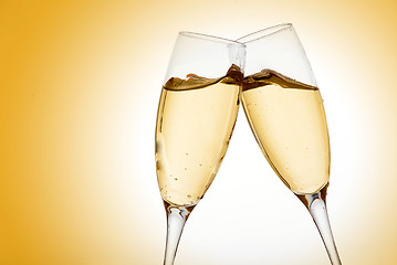 Image showing Two elegant champagne glasses 