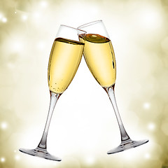 Image showing Two elegant champagne glasses 