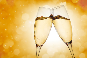 Image showing Two elegant champagne glasses 