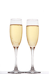 Image showing Two elegant champagne glasses 