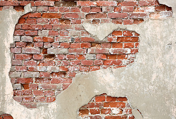 Image showing Old red grunge brick wall