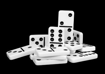 Image showing Small group of bones dominoes on a black