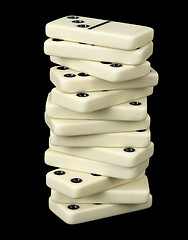 Image showing Pile of bones of dominoes