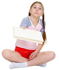 Image showing Little girl with big book